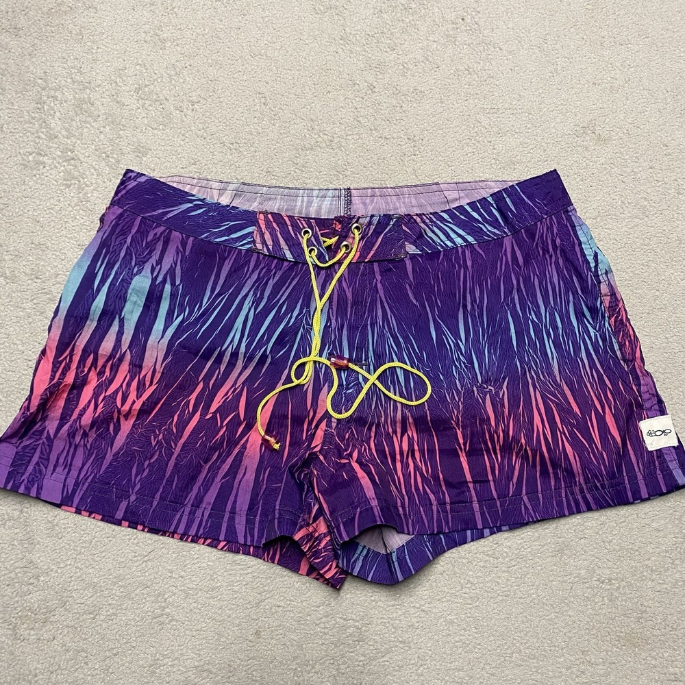 Vintage OP‎ Swim Shorts Womens 9 Colorful Abstract Art 80s 90s Surf